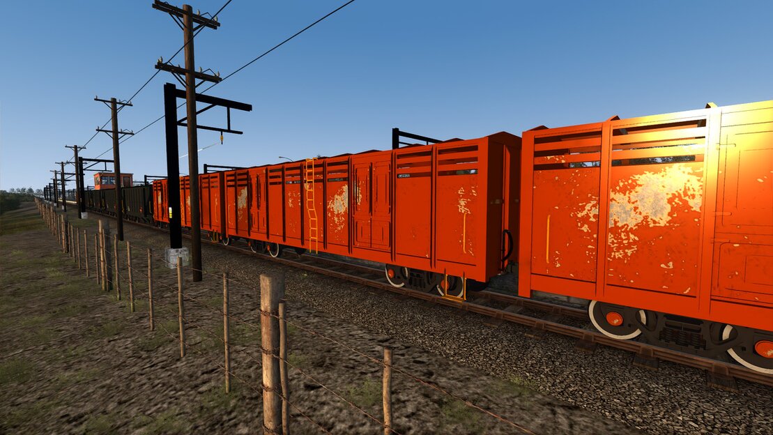 Trainz screenshot of a coastal South African branch line alongside the sea
