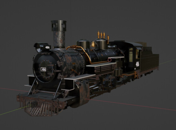 Detailed 3D locomotives and wagons in a train simulator yard